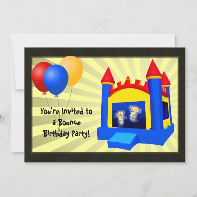 Bounce House Ballons Anniversaire Fête Invitation (Devant)