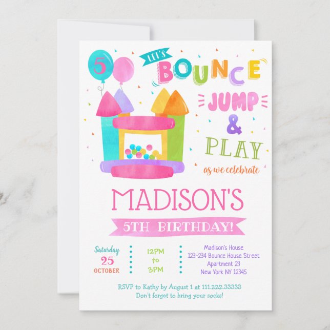 Bounce House Birthday Invitations for girl (Devant)
