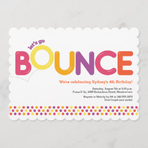 Bounce House Invitation Anniversaire rose et orang