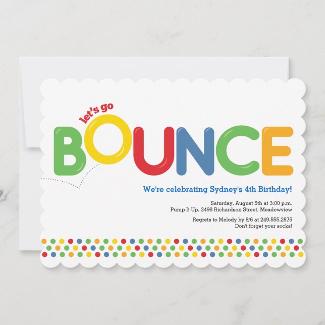 Bounce House Invitation Anniversaire Rouge et bleu (Devant)