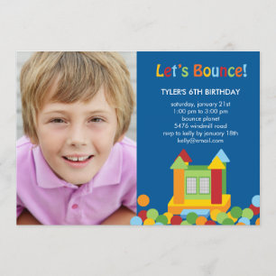 Bounce House Photo Invitation d'anniversaire - Blu