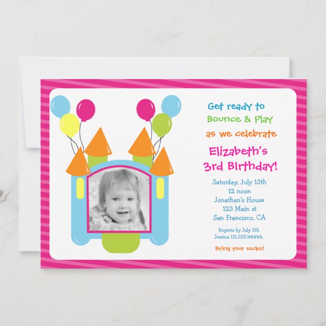 Bounce House Photo Invitations d'anniversaire (Devant)