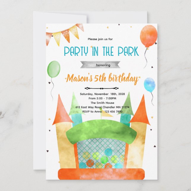Bounce house theme party invitation (Devant)