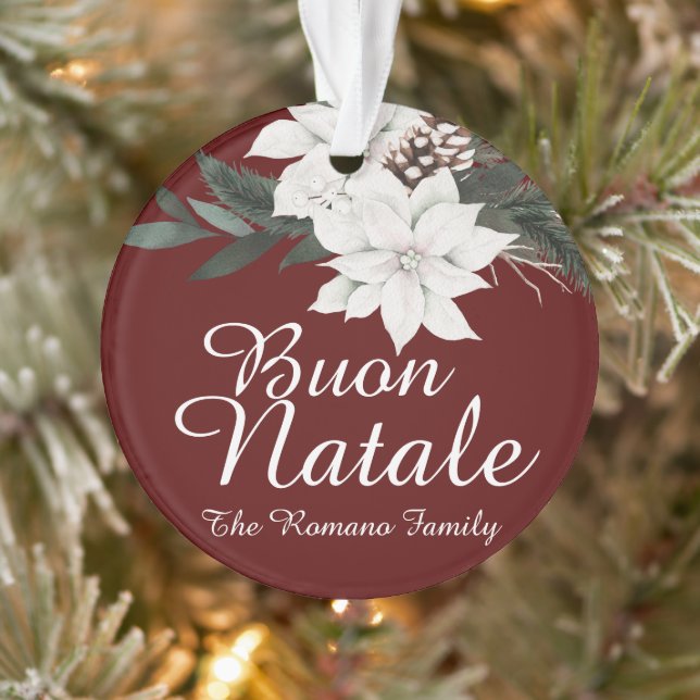 Bouon Natale Floral de Noël italien sur rouge fonc (Arbre)