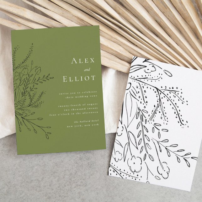 Bouquet à débordement vert Faire-part de mariage (Créateur téléchargé)