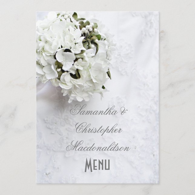 Bouquet à fleurs blanches menu mariage (Devant)