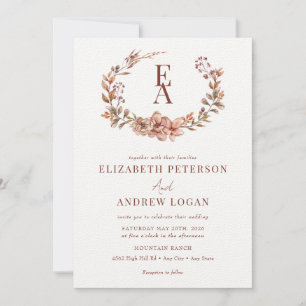 Bouquet Automne   Invitations de mariage Monogramm