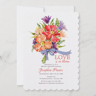 Bouquet Avec Invitation Au Ruban Bleu