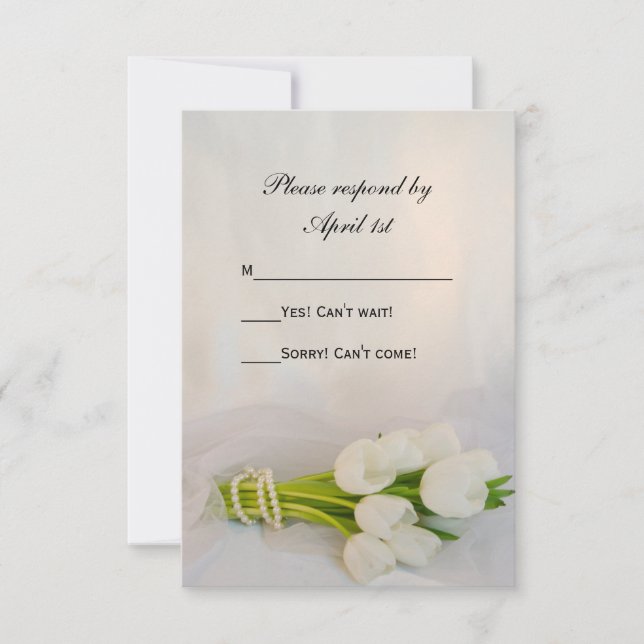 Bouquet blanc Tulip Printemps mariage carte RSVP (Devant)