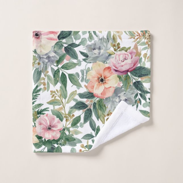 Bouquet botanique aquarelle feuilles d'eucalyptus (Gant de toilette)