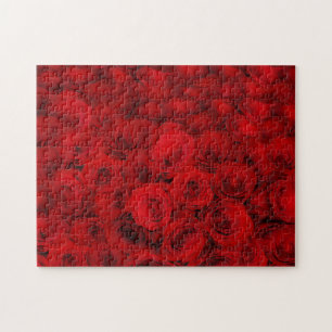 Bouquet Bouquet de roses rouges foncées Puzzle