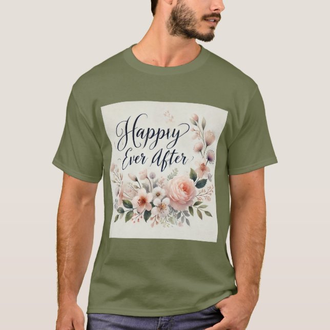 Bouquet D'Aquarelle Heureux Après Mens Tshirt (Devant)