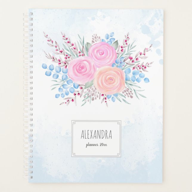 Bouquet d'aquarelle Monogramme Roses roses roses B (Devant)