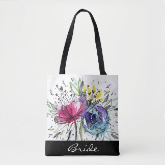 Bouquet d'aquarelle sac fourre-tout personnalisé.