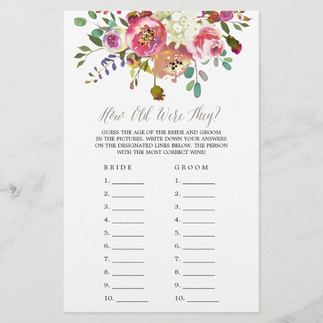 Bouquet D'Aquarelle Simple Quel Âge Ont-Ils Joué (Dos)