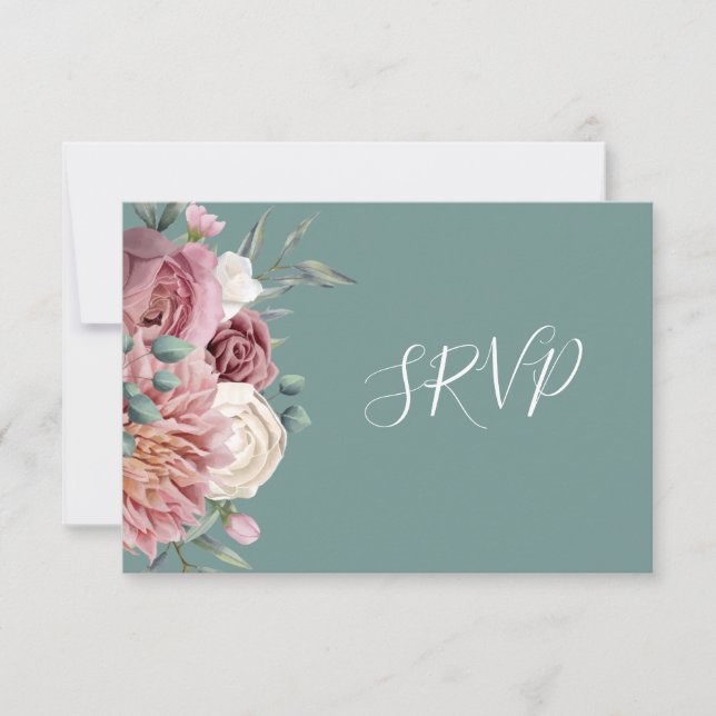 Bouquet d'aquarelle vert Sage rustique RSVP (Devant)