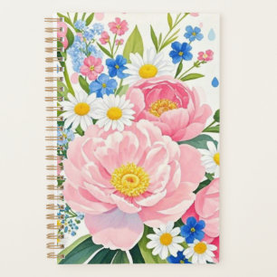 Bouquet d'aquarelle vibre de pivoines, marguerites