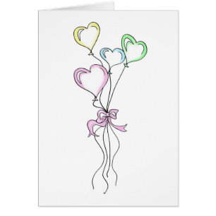 Bouquet de ballons en forme de cœur en pastels Ill