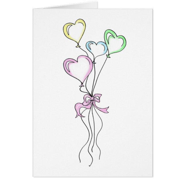 Bouquet de ballons en forme de cœur en pastels Ill (Devant)