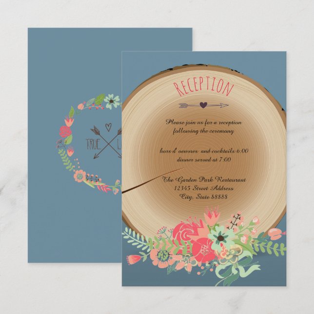 Bouquet de bois rustique - Invitation à la récepti (Devant / Derrière)