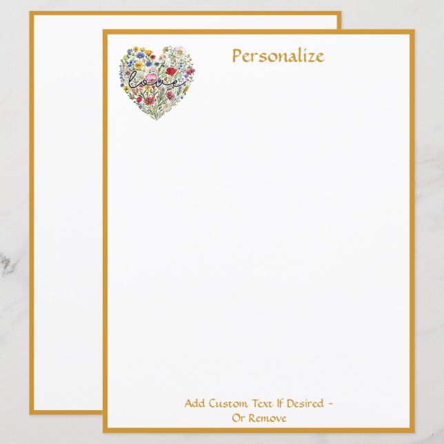 Bouquet de coeur floral Amour Élégant Chic Personn (Devant / Derrière)