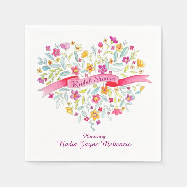 Bouquet de fleur de coeur serviette en papier de d (Devant)