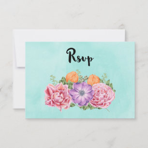 Bouquet de Fleurs aquarelles Mariage élégant RSVP