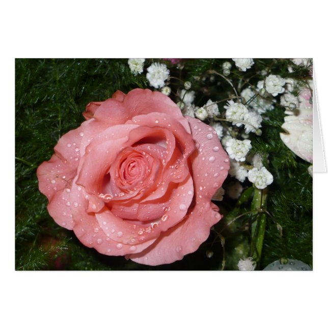 Bouquet de fleurs avec carte rose (Devant horizontal)