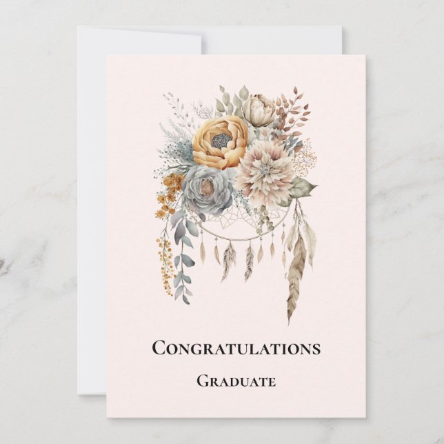 Bouquet de fleurs Boho en couleurs neutres Graduat (Devant)