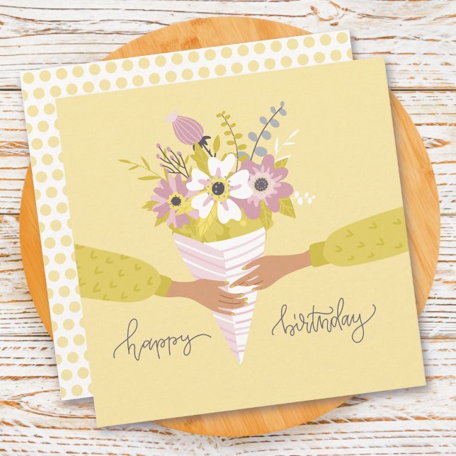 Bouquet de fleurs d'anniversaire Carte plate (Créateur téléchargé)
