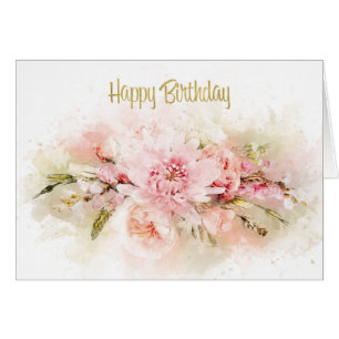 Bouquet de fleurs d'aquarelle Carte d'anniversaire