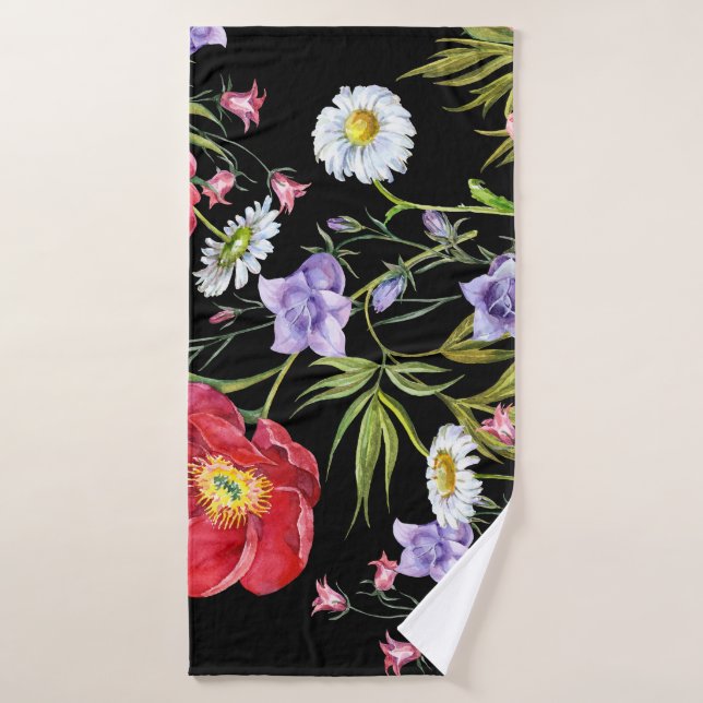 Bouquet de fleurs d'aquarelle : Motif sans couture (Serviette de bain)