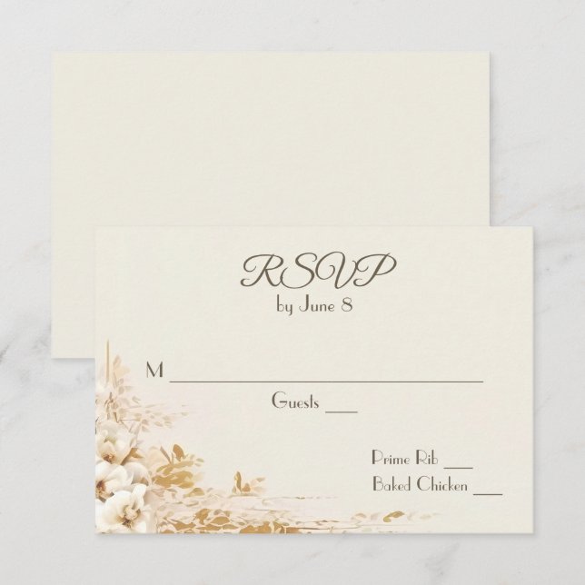 Bouquet de fleurs de mariage sur RSVP ivoire (Devant / Derrière)