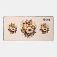 Bouquet de fleurs gris-jaune orange