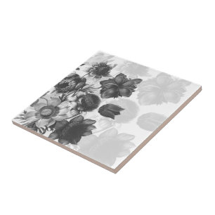 Bouquet de fleurs grises Carreaux céramiques pers