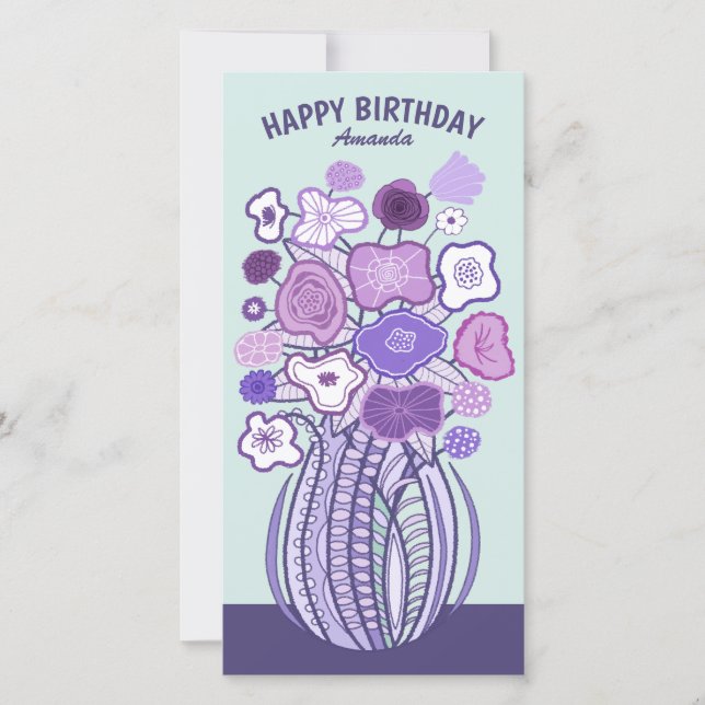 Bouquet de fleurs joyeux et amusant Carte d'annive (Devant)