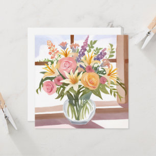 Bouquet de fleurs printanières Carte florale jol