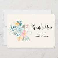 Bouquet de fleurs rose et bleu élégant - Merci