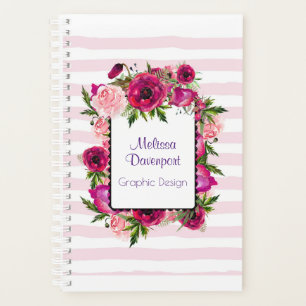 Bouquet de fleurs roses et coquelicots sur bandes