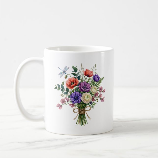 Bouquet de fleurs sauvages à l'aquarelle Tasse Dra (Gauche)