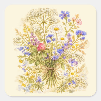 Bouquet de fleurs sauvages Autocollant floral aqua