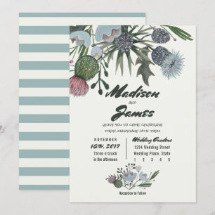 Bouquet de fleurs sauvages   bleu   Invitations de