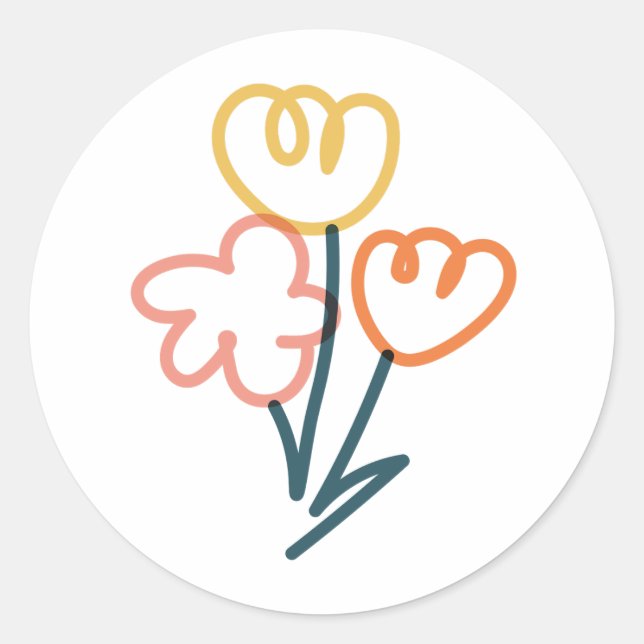 Bouquet de fleurs, Sticker de doodle coloré (Devant)