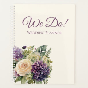 Bouquet de fleurs violettes aquarelle- Mariage-pla