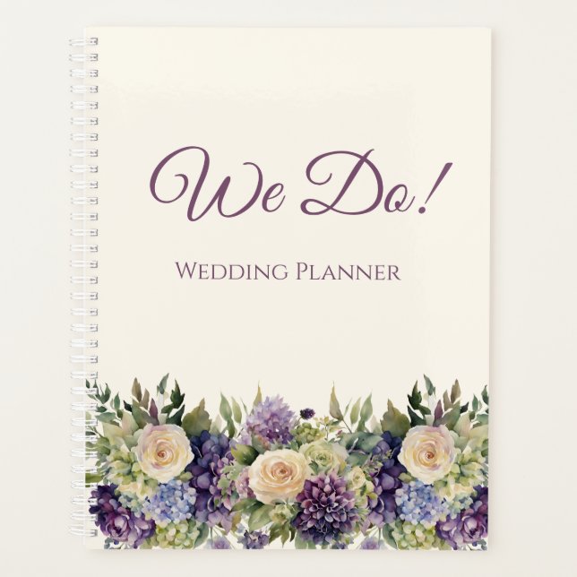 Bouquet de fleurs violettes aquarelle- Mariage-pla (Devant)