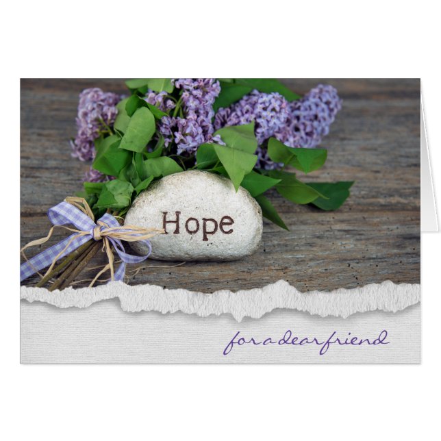 bouquet de lilas pour ami avec texte espoir (Devant horizontal)