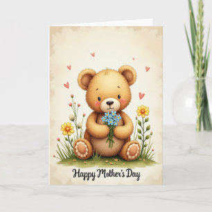 Bouquet de l'ours aimant - Carte pour les mamans
