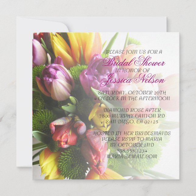 Bouquet de luxe Tulips Fête des mariées Invitation (Devant)
