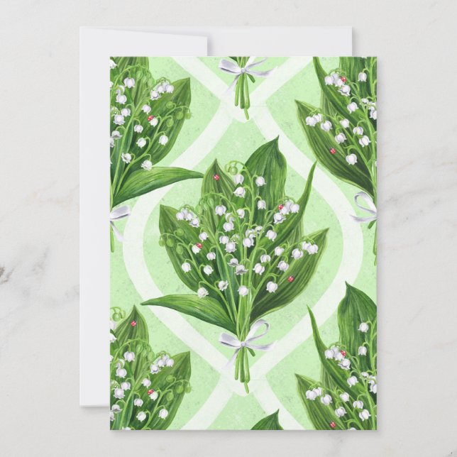 Bouquet de lys de la vallée fleurs sur vert (Devant)