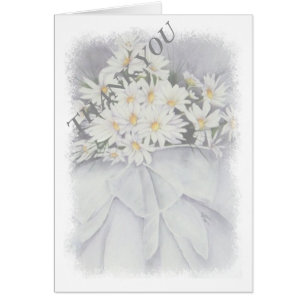 BOUQUET DE MARGUERITES BLANCHES CARTE DE REMERCIEM